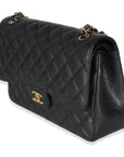 CHNL Black Quilted Caviar Jumbo Classic Double Flap Bag