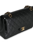 CHNL Black Quilted Caviar Medium Classic Double Flap Bag