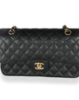 CHNL Black Quilted Caviar Medium Classic Double Flap Bag