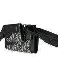 CHRISTIAN DOR Beige Black Oblique Canvas Elite Shoulder Pouch