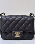CHNL Black Mini Square Caviar Flap Bag Gold Hardware