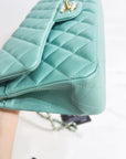 CHNL 21S Green Medium caviar leather with light gold-tone hardware