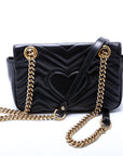 GCCI Marmont Leather Shoulder Flap Mini Black
