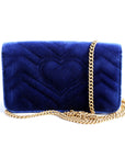 GCCI GG Marmont Velvet Mini Bag Blue