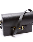 GCCI Horsebit Calfskin Shoulder Bag Black