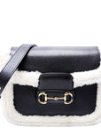 GCCI Horsebit Shearling Leather Shoulder Bag Black