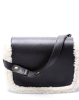 GCCI Horsebit Shearling Leather Shoulder Bag Black