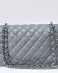 CHNL Caviar Quilted Medium Double Flap Grey