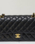 CHNL Medium Quilted Caviar Classic Double Flap Bag Black GHW
