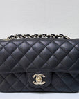 CHNL Mini Rectangular Classic Flap Black Bag GHW 17B
