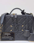 CHNL Medium Filigree Vanity Case Quilted Caviar Black GHW