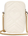 (WMNS) GCCI GG Marmont Gold Logo Leather Chain Shoulder Messenger Bag Mini White Classic -DTDCT-