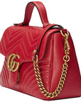 (WMNS) GCCI GG Marmont Gold Logo Distress Leather Chain handbag Small Red Classic -DTDIT-