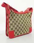 GCCI GG Canvas Shoulder Bag Women's Navy,Red Color
