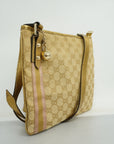 GCCI GG Canvas Shoulder Bag Women's Leather Beige,Gold