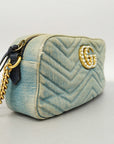 GCCI GG Marmont Shoulder Bag Velor Women's Denim Light Blue