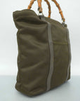 GCCI Bamboo Handbag Women's Nylon Canvas Handbag Brown