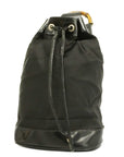 GCCI Bamboo Shoulder Bag Nylon/enamel Shoulder Bag Black