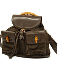 GCCI Bamboo Rucksack Women's Nylon Backpack Brown