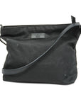 GCCI GG Nylon Nylon,Leather Shoulder Bag Black
