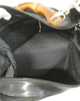 GCCI Bamboo Shoulder Bag Women's Nylon Shoulder Bag Black