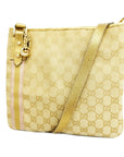 GCCI GG Canvas Shoulder Bag Women's Leather Beige,Gold