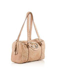 GCCI Beige Ostrich Britt Boston Bag