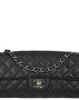 CHNL 2005-2006 Black Caviar Skin East West Flap Bag SHW