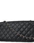 CHNL 2005-2006 Black Caviar Skin East West Flap Bag SHW