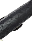 CHNL 2005-2006 Black Caviar Skin East West Flap Bag SHW