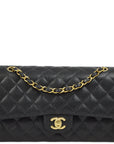 CHNL Black Caviar Medium Classic Double Flap Shoulder Bag