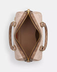 Rowan Satchel Bag In Blocked Signature Canvas (Gold/Sand/Tan)