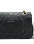 CHNL 2.55 Double Flap Chain Shoulder Bag Black Lambskin Handbag h50