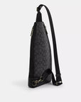Dominic Sling Pack In Signature Canvas (Gunmetal/Chalk/Black)