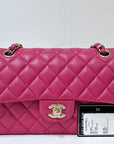 CHNL Small Classic Double Flap Caviar Quilted Red GHW 