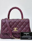 CHNL Small Coco Handle Elaphe Leather Handle Burgundy