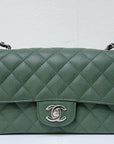 CHNL Caviar Quilted Mini Rectangular Flap Green