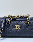 CHNL Bowling chain handbag Womens shoulder bag Navy Blue GHW