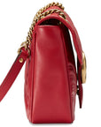 (WMNS) GCCI GG Marmont Gold Logo Distress Leather Chain Shoulder Messenger Bag Red Classic -DTDIT-