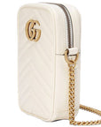 (WMNS) GCCI GG Marmont Gold Logo Leather Chain Shoulder Messenger Bag Mini White Classic -DTDCT-
