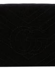 (WMNS) GCCI GG Marmont Gold Logo Distress Velvet Chain Shoulder Messenger Bag Mini Black -QIDT-