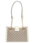 (WMNS) GCCI Padlock Metallic Logo Canvas Chain handbag Small / White -KHNKG-