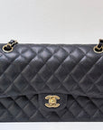 CHNL Medium Classic Caviar Double Flap Black GHW