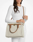 Hamilton Moderne Large Signature Logo Satchel (VANILLA/ACORN)
