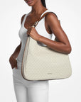 Nolita Large Signature Logo Hobo Shoulder Bag (VANILLA/ACORN)