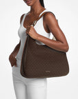 Nolita Large Signature Logo Hobo Shoulder Bag (BROWN/BLK)
