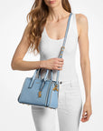 Laila Small Studded Leather Satchel (CHAMBRAY)