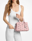 Laila Small Embellished Laser Cut Leather Satchel (SMOKEY ROSE)