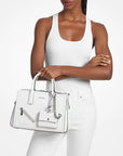 Laila Medium Leather Satchel with Card Case (OPTIC WHITE)