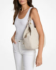 Lillie Large Signature Logo Shoulder Bag (VANILLA/ACORN)